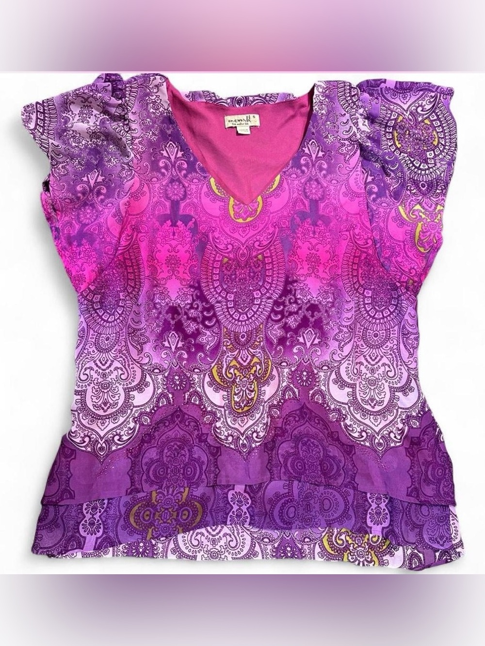 Y2K 2000s Fairycore Whimsigoth Rhinestone Ruffle Short Sleeve Flutter SleeveTop